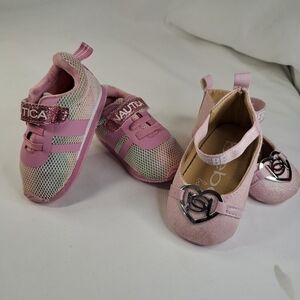 👟bebe & Nautica Pink Infant Shoes Sz 3 & 4